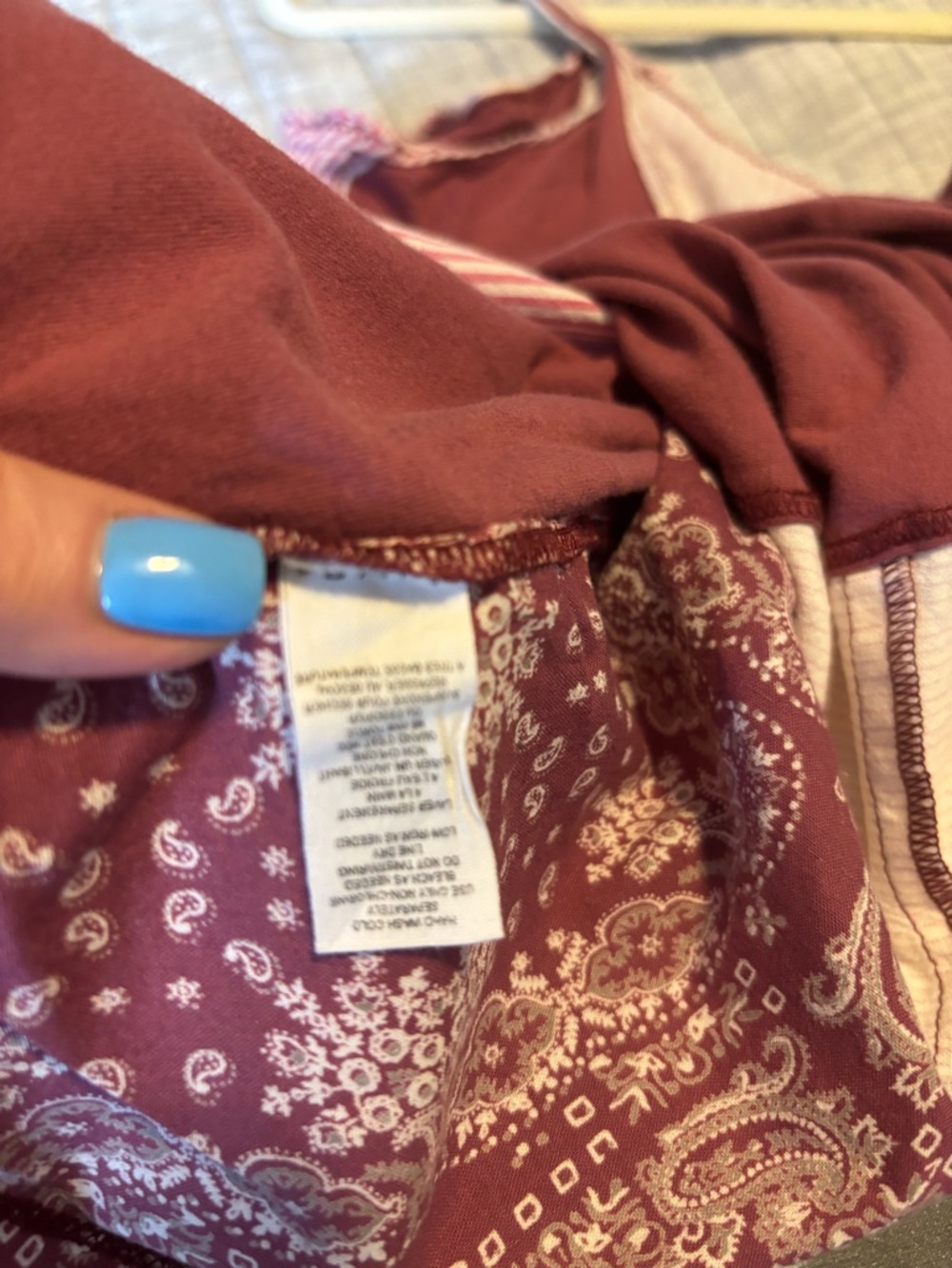 We The Free Mauve and Cream Patchwork Spaghetti-Strap Tank - Picture 3 of 4